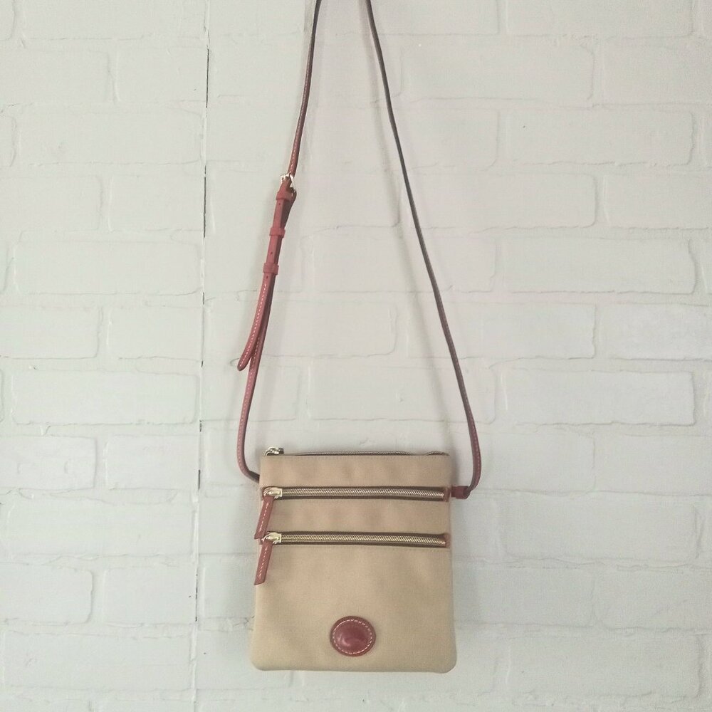 Dooney & Bourke Tan Canvas Crossbody with Brown Leather Trim - Picture 5 of 6